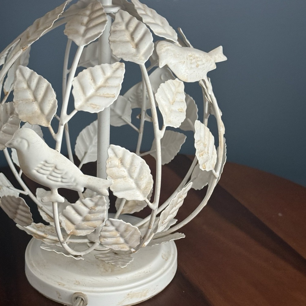 Pottery barn Kids Birdcage Lamp Cream with Pink Rosette Shade 21" - Picture 6 of 10